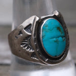 Vintage Sterling Turquoise Horseshoe Ring 10.25