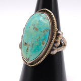 Vintage Sterling Turquoise Split Shank Ring 8