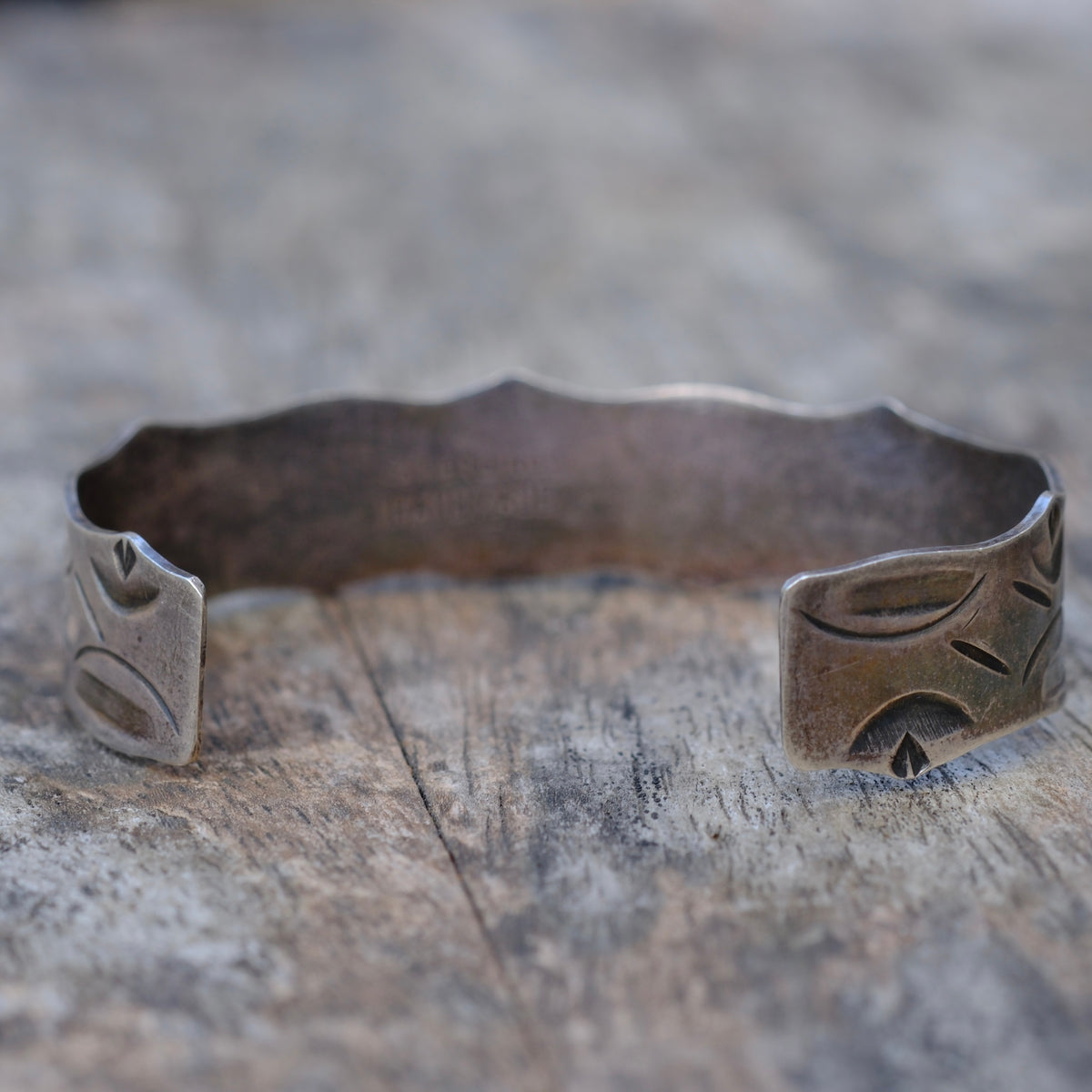 Vintage Sterling Silver Stamped Cuff Bracelet