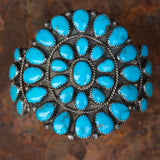 Incredible Vintage Sterling Turquoise Cluster Cuff