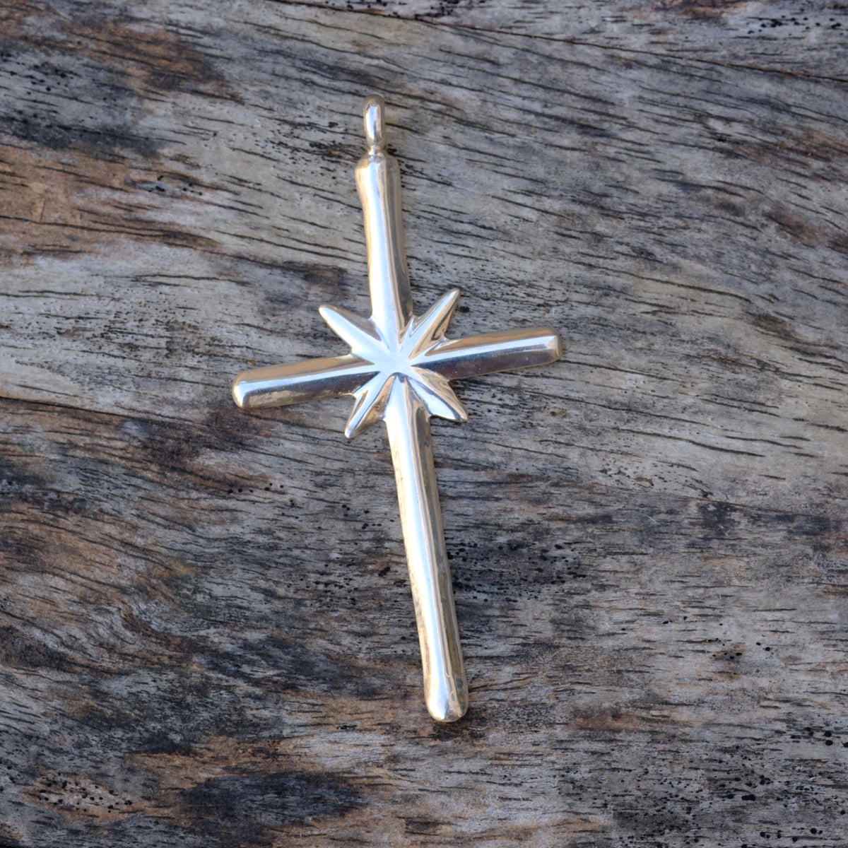 Vintage Sterling Silver Sand Cast Cross Pendant
