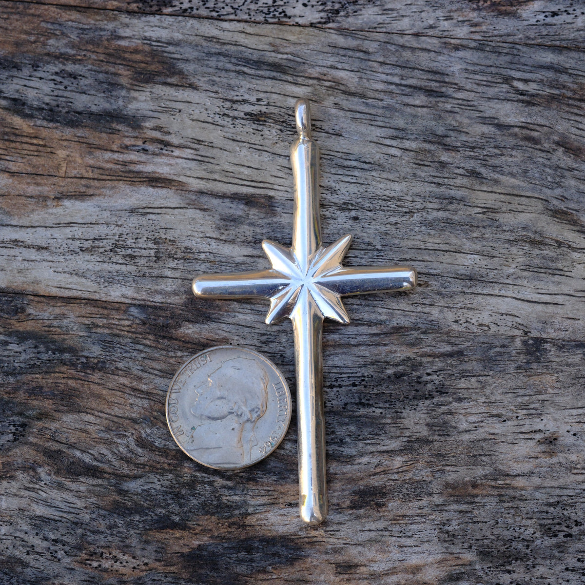 Vintage Sterling Silver Sand Cast Cross Pendant