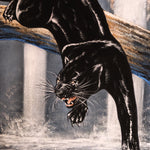 Framed Black Panther Velvet Painting