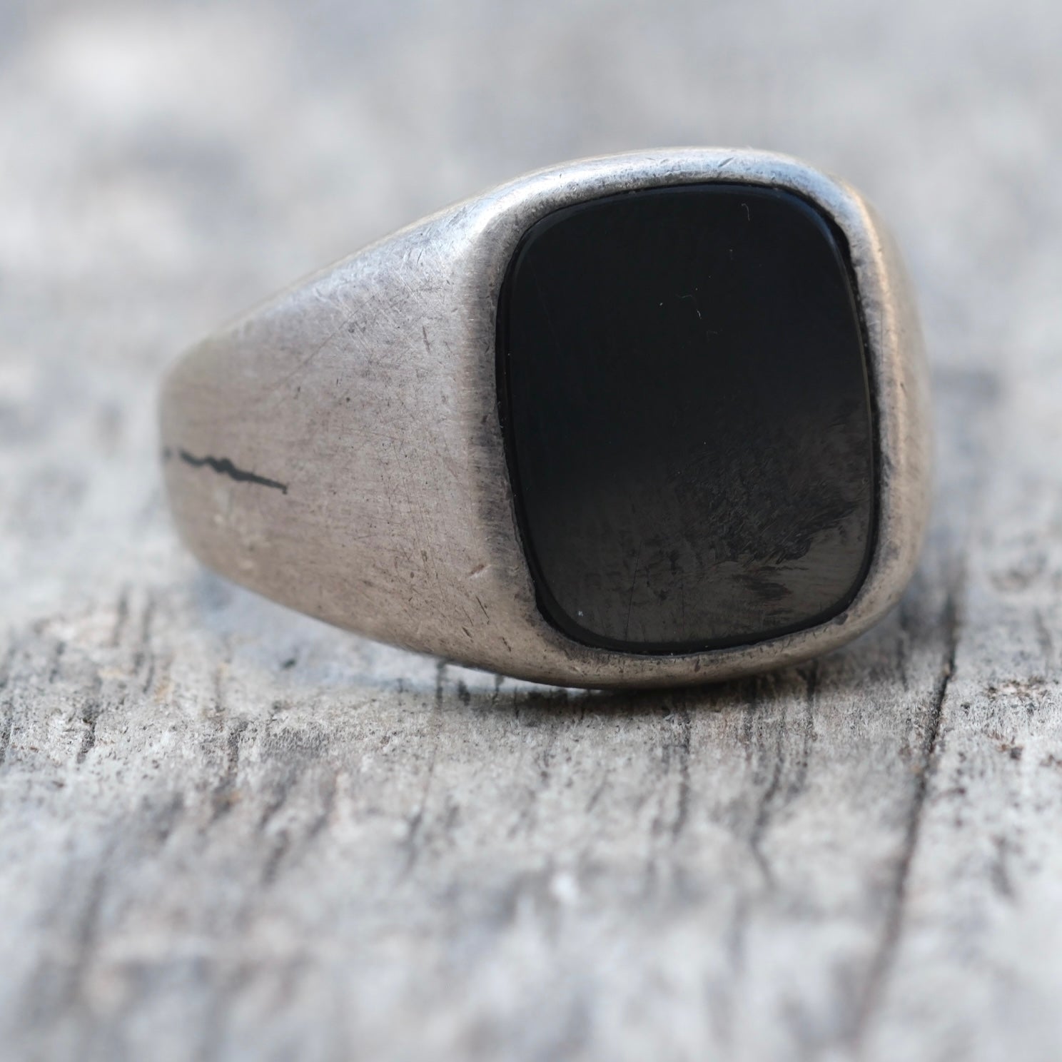 Vintage Sterling Onyx Signet Ring 8.5
