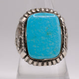 Vintage Sterling Turquoise Horseshoe Ring 10