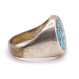 Vintage Sterling Crushed Turquoise Inlay Ring 9