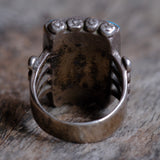 Vintage Sterling Turquoise and Mother of Pearl Inlay Ring 9