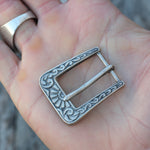 Vintage Ladies Sterling Silver Filigree Belt Buckle .75"