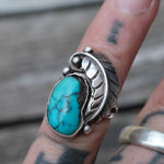 Vintage Sterling Turquoise Feather Ring 4