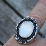 Vintage Sterling Mother Of Pearl Ring 6.5