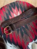 Vintage Dark Brown Leather Eagle Belt- Wrangler Brand