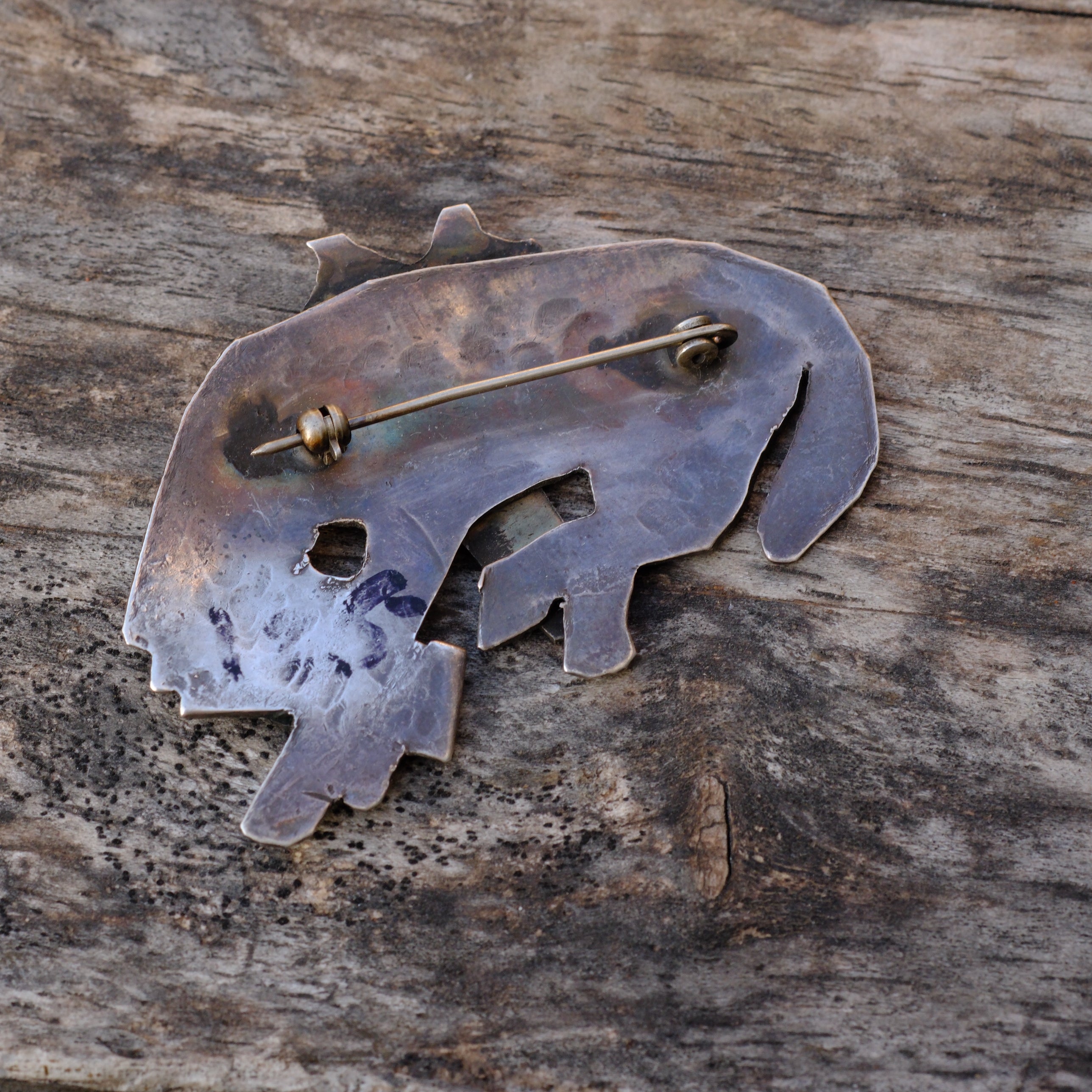 Vintage Sterling Silver Turquoise Horse Brooch