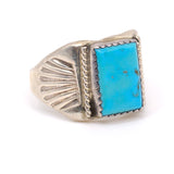 Vintage Sterling Turquoise Stamped Band Ring 9.25