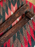 Vintage Hand Tooled Dark Brown Leather Horse Belt