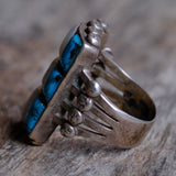 Vintage Sterling Turquoise and Mother of Pearl Inlay Ring 9