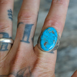Vintage Sterling Turquoise Stamped V Ring 9.75