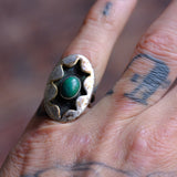 Vintage Sterling Turquoise Shadowbox Ring 4.75
