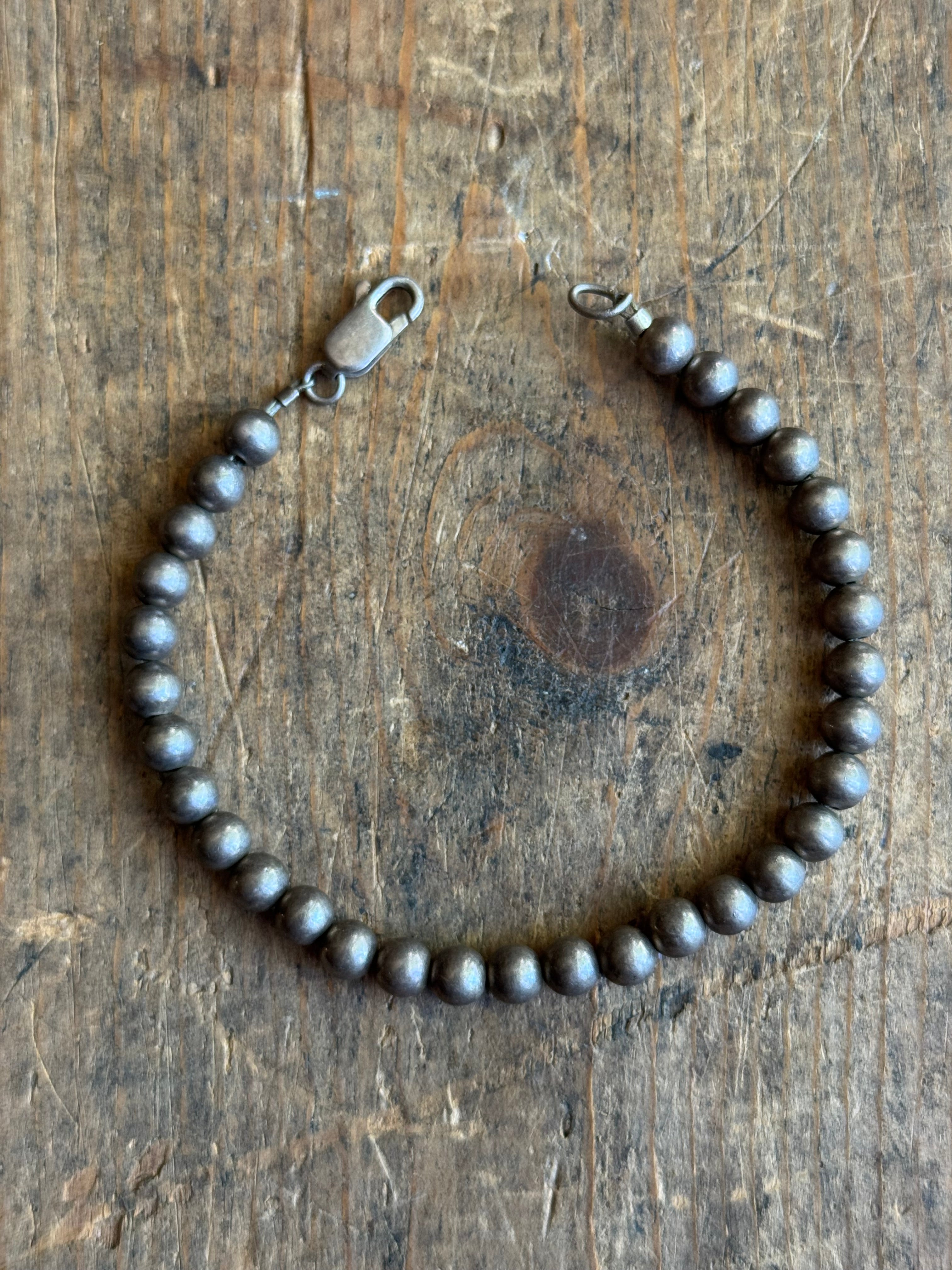 Vintage Sterling Silver Bead Bracelet 8"