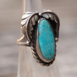 Vintage Sterling Turquoise Feather Ring 2.5