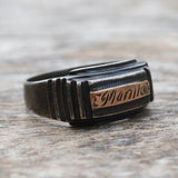 Vintage Sterling and Gold Manila Band Ring 9.25