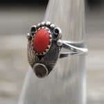 Vintage Sterling Coral Feather Ring 4