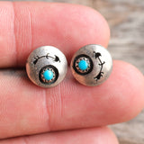 Vintage Sterling Turquoise Shadowbox Stud Earrings