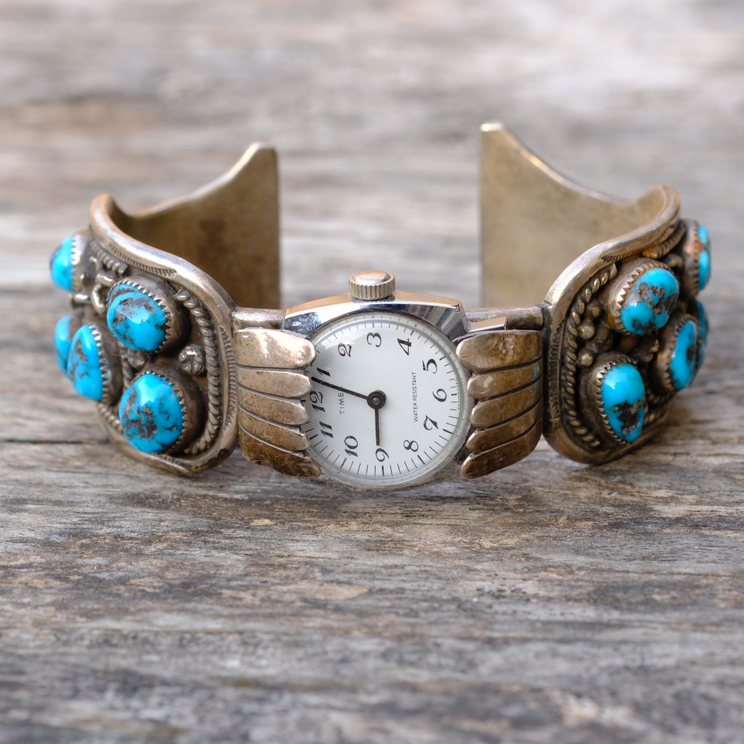 Vintage Sterling Turquoise Cuff Watch Cuff Bracelet