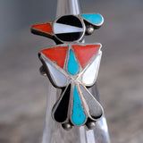 Vintage Sterling Multistone Inlay Thunderbird Ring 2.5