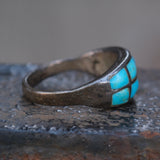 Vintage Sterling Turquoise Inlay Band 7
