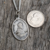 Vintage Sterling Padre Pio Pray For Us Necklace