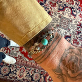 Vintage Sterling Turquoise Stamped Cuff Bracelet