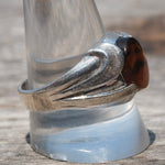 Vintage Sterling Agate Signet Ring 11.75