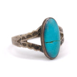 Vintage Sterling Turquoise Stamped Ring 5.5