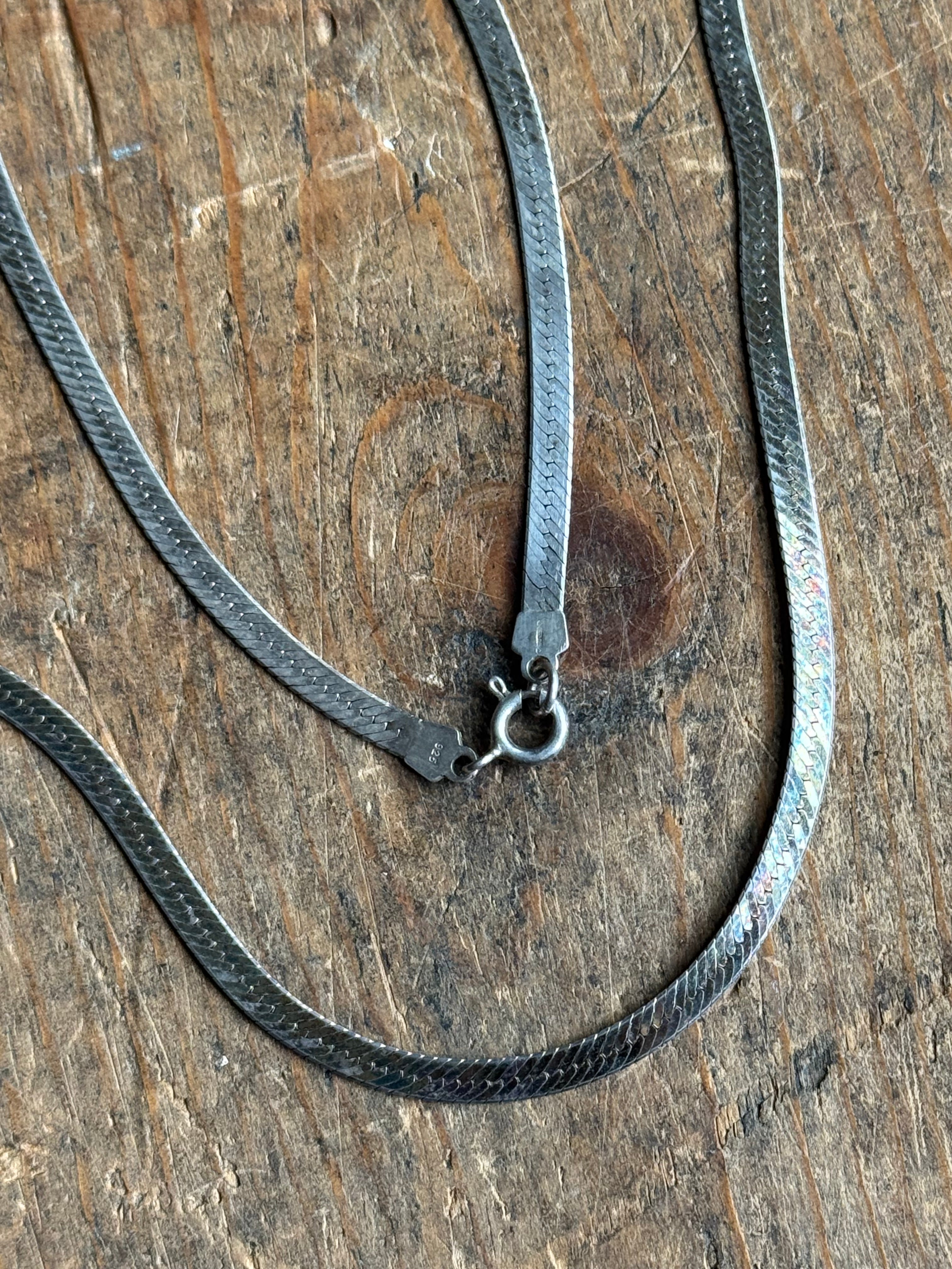Vintage Sterling Silver 30” Herringbone Chain