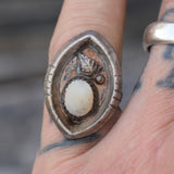 Vintage Sterling Mother Of Pearl Ring 4.25