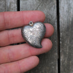 Vintage Sterling Engraved Heart Pendant