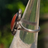 Vintage Sterling Coral Feather Ring 5.75