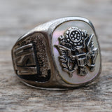 Vintage Sterling USN Abalone Signet Ring 10