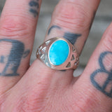 Vintage Sterling Turquoise Stamped Arrows Ring 10.5