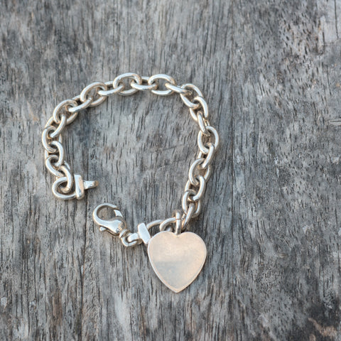 Vintage Stering Chain Heart Bracelet