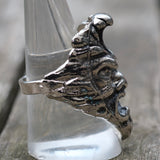 Vintage White Bronze Biker Ring 9
