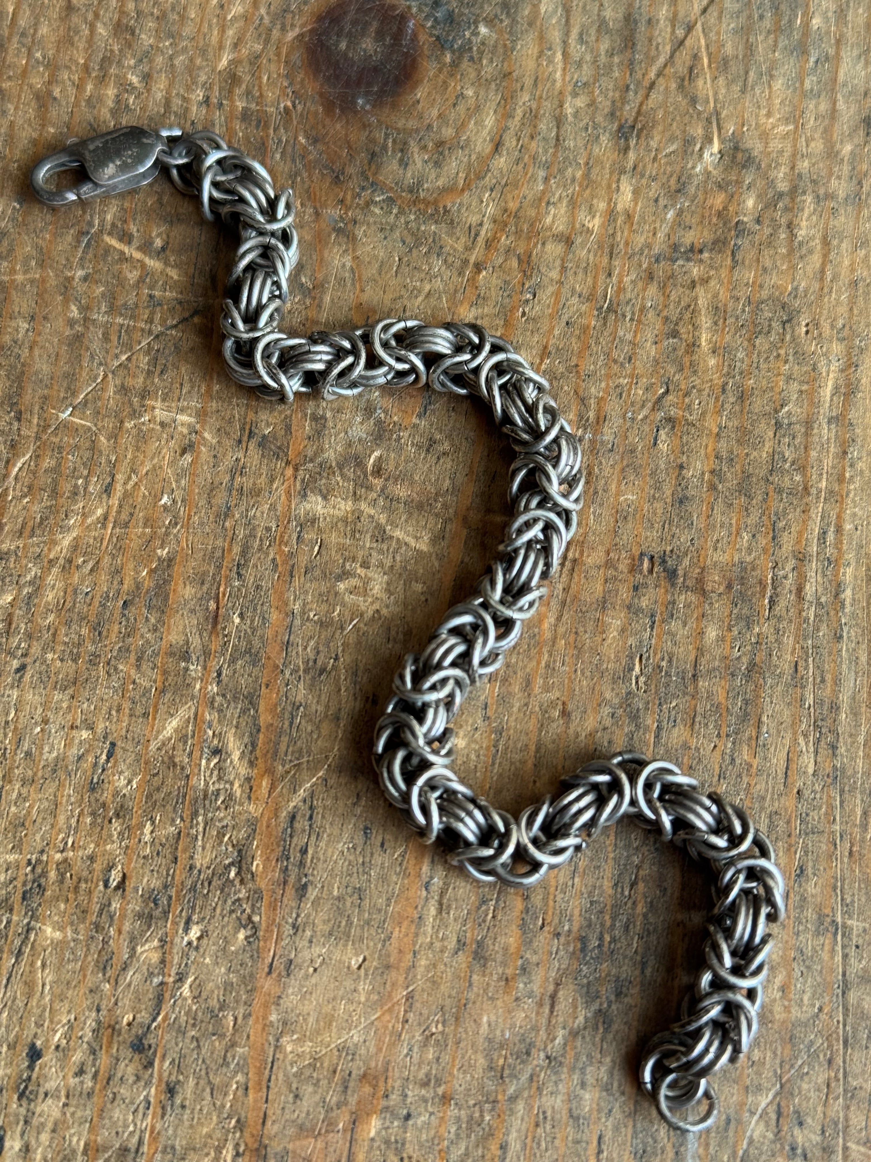 Vintage Sterling Silver 7.5” Byzantine Chain Bracelet
