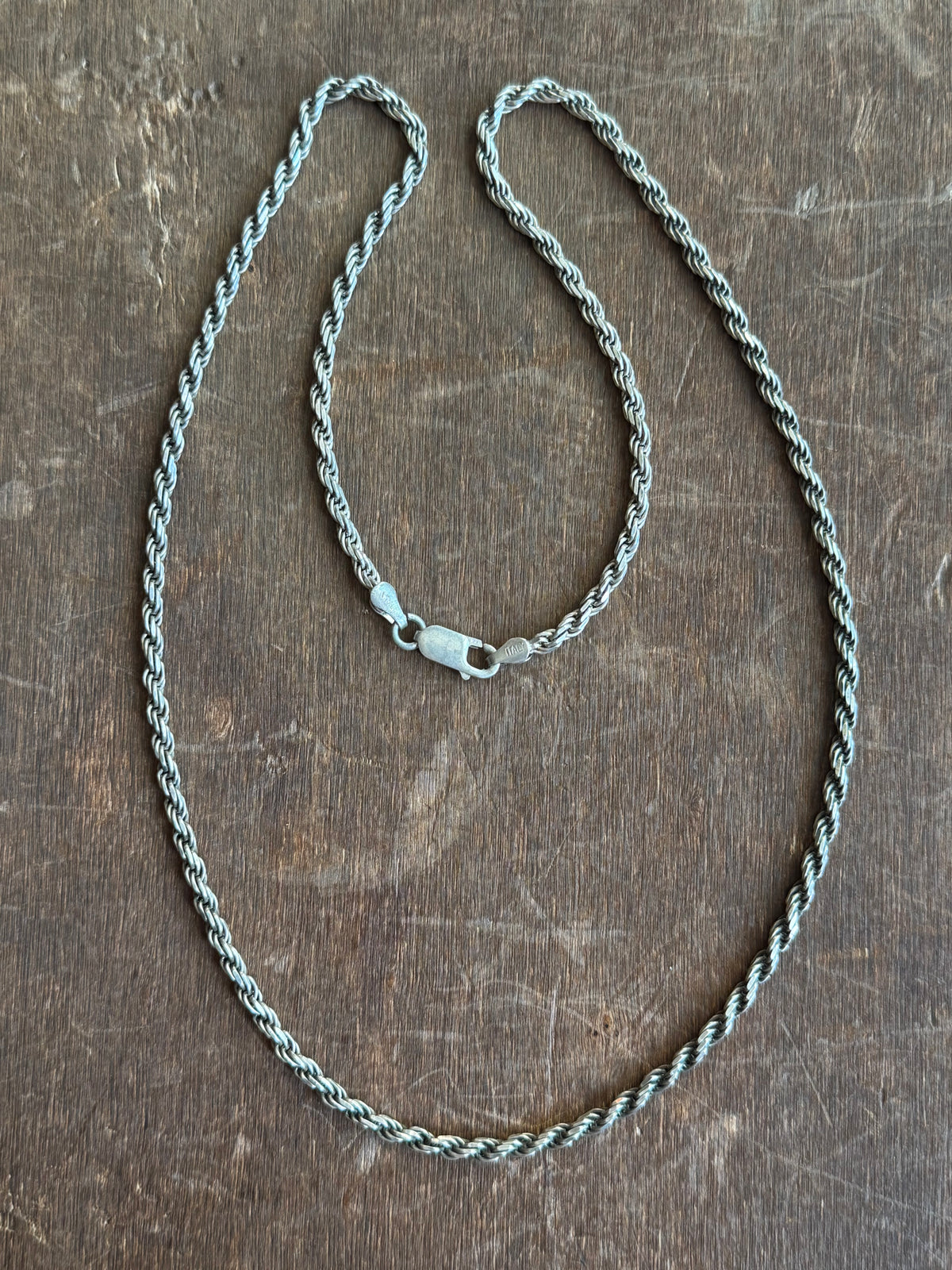 Vintage Sterling Silver 24” Rope Chain