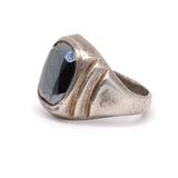 Vintage Sterling Hematite Signet Ring 4.75