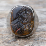 Vintage Sterling Tigers Eye Centurion Ring 10.5