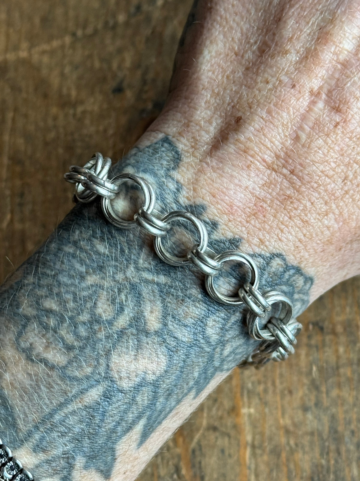 Vintage Sterling Silver Double Link Chain Bracelet