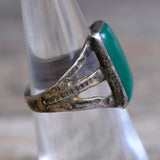 Vintage Sterling Older Turquoise Stamped Band Ring 6