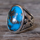 Vintage Sterling Turquoise Thunderbird Ring 9.25