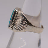 Vintage Sterling Turquoise Stamped Band Ring 8.5