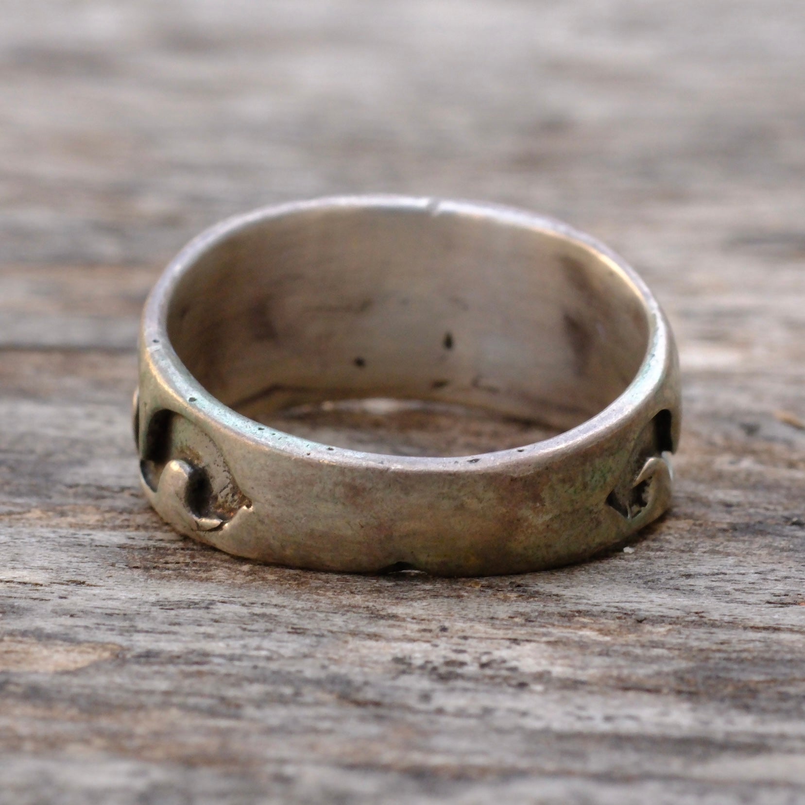 Vintage Sterling Turquoise and Onyx Inlay Band Ring 9.75